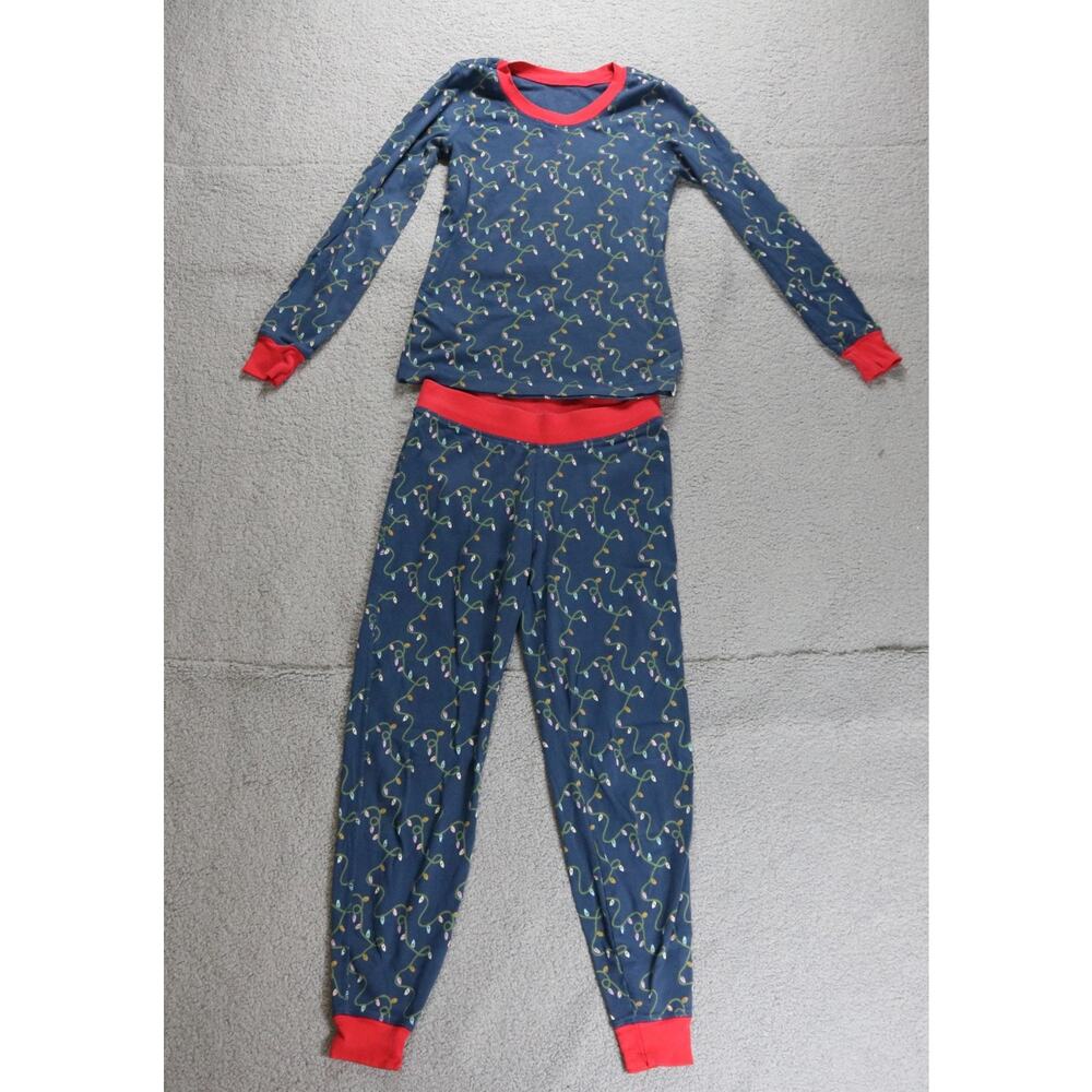 Pact Pajama Set Womens Small Organic Cotton Printed Holiday Light Christmas